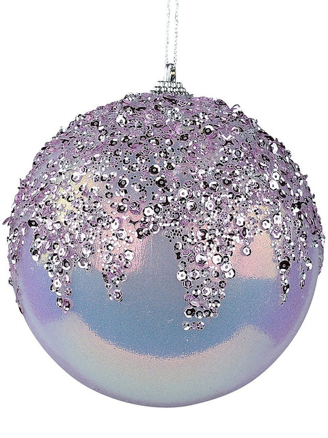 Christmas Warehouse - DECR9205 Pink Lustrous Signature Sequin Icicle Bauble | 12cm Pink