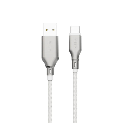 EFM EFM USB-A to USB-C Essential Power Cable - With Aramid Fibre Reinforcement 1M - White - White