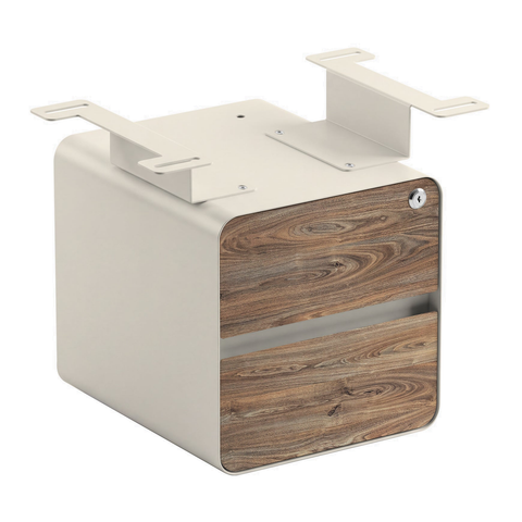 Desky Minimal Under Desk Cabinet - Natural Walnut Melamine / Wheat