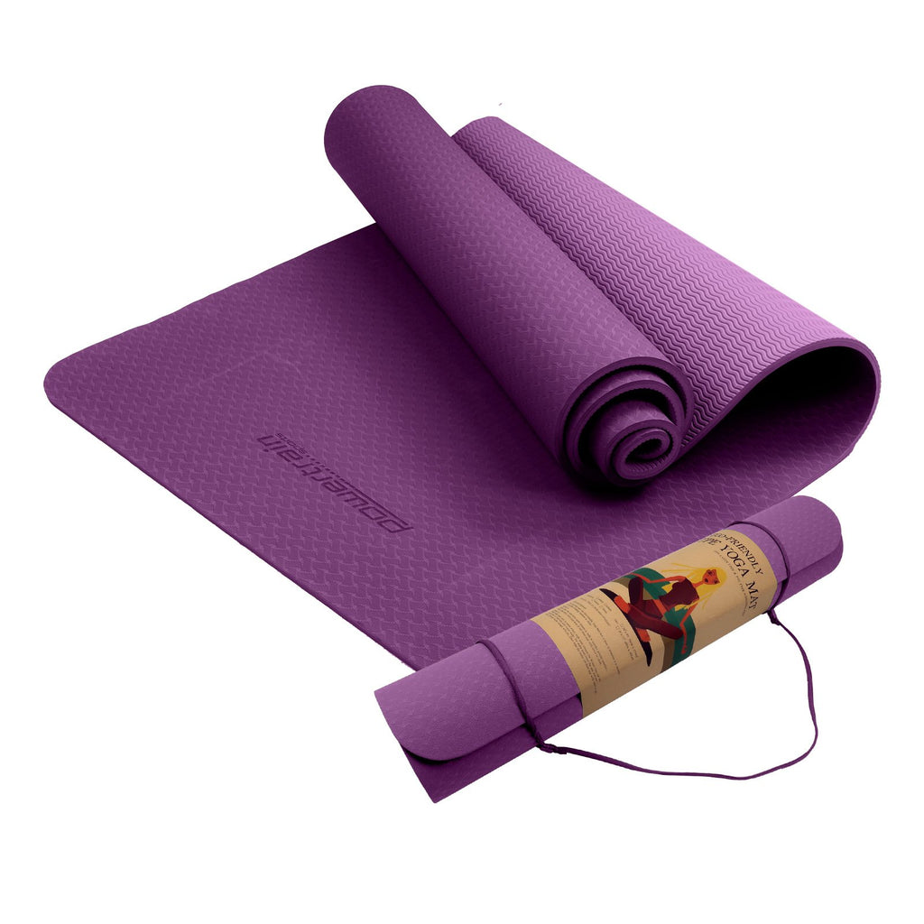 Powertrain TPE Yoga Pilates Exercise Mat 6mm Purple JB HiFi