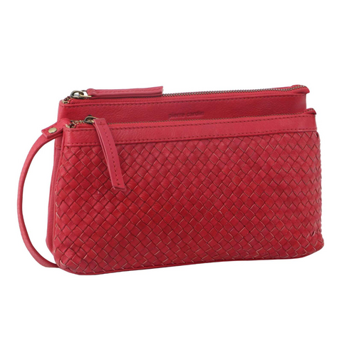 Pierre Cardin Woven Ladies Crossbody/ Clutch Bag - Red