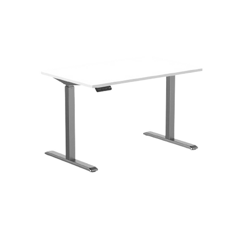 Desky Single Sit Stand Desk 120cm White Desktop and Space Grey Frame
