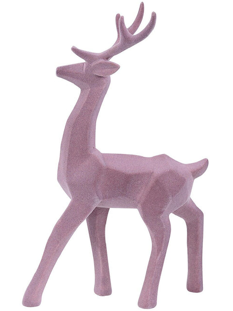 Christmas Warehouse - ORNM2403 47cm Lilac Modern Chic Standing Flocked Reindeer Ornament Lilac