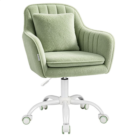 ALFORDSON Sherpa Fleece Office Chair Computer Swivel Armchair Work Adult Kids Orla (Light Green)