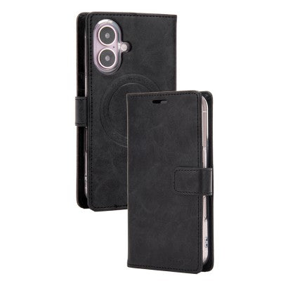 Goospery Bluemoon Diary for iPhone 16 Plus - Black, With Magsafe