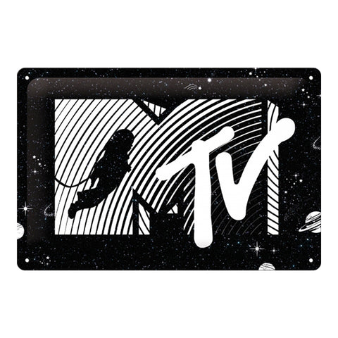 Nostalgic-Art 20x30cm Medium Sign Plaque MTV Moonman Logo Universe