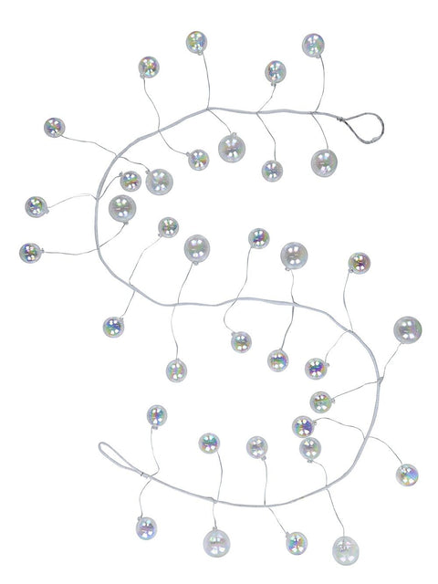 Christmas Warehouse - GARL1525 1.8m Iridescent Soap Bubble Christmas Vine Garland | 36 Baubles Clear Iridescent on White
