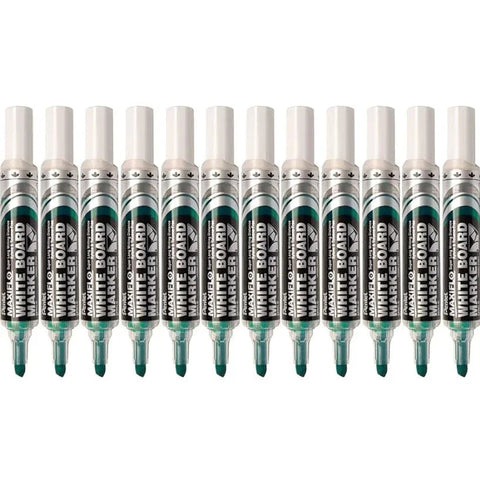 Pentel Maxiflo Whiteboard Marker Chisel Point 7mm Box 12 (Green)