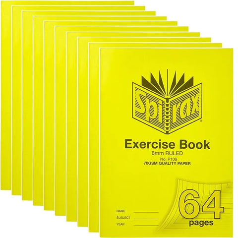 Spirax P106 Exercise Book Ruled 8mm 70gsm 64 Page A4 [10 Pack]