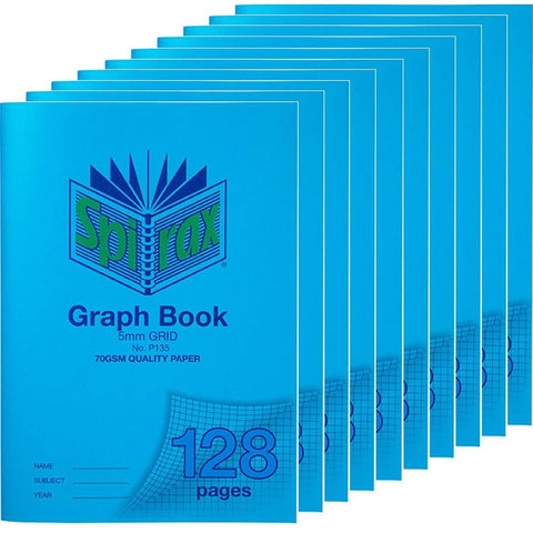 Spirax P135 Graph Book 5mm Grid 128 Page A4 (Blue) [10 Pack]