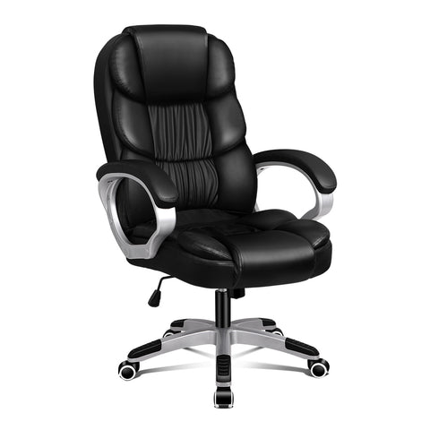 ALFORDSON Office Chair Executive Computer PU Leather Work Seat (Black)