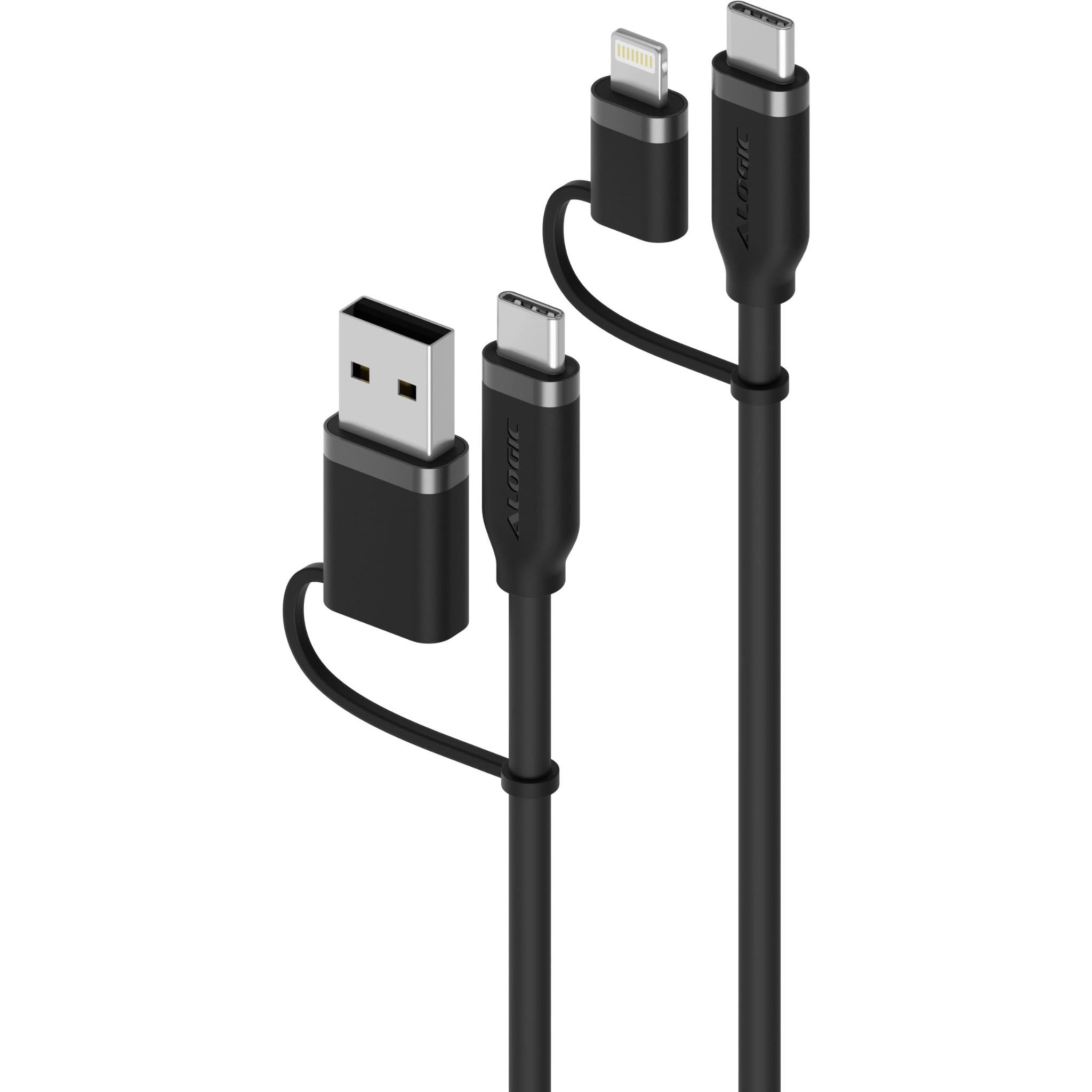ALOGIC Elements Silicone Archer 4-in-1 100W USB 2.0 Cable 1.5m (Black) - JB  Hi-Fi