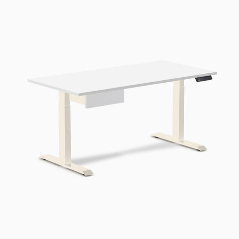 Desky Single Standing Desk With Drawer - White / 1500x750mm / Wheat