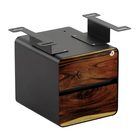 Desky Minimal Under Desk Cabinet - Saman Hardwood / Black