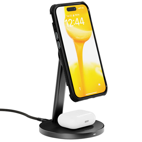 EFM Qi2 15W Duo Wireless Charge Stand with 20W Power Supply and 1.2M Cable (Black)