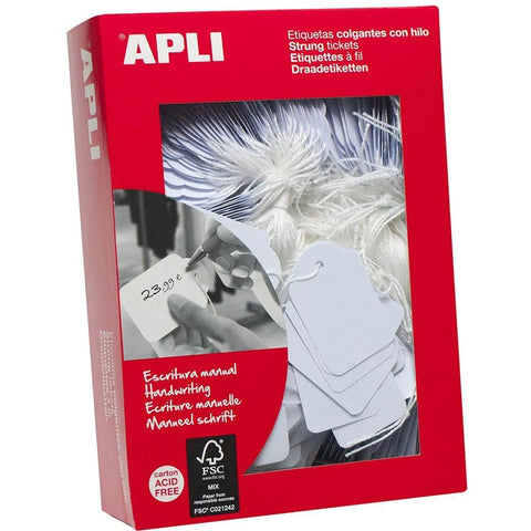 Apli Strung Tickets 50x70mm Tags White Box 400