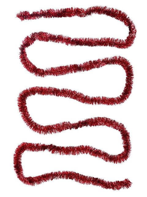 Christmas Warehouse - TINN7118 Classic 6ply Red Metallic Fir Christmas Tinsel Garland | 5m x 50mm Red