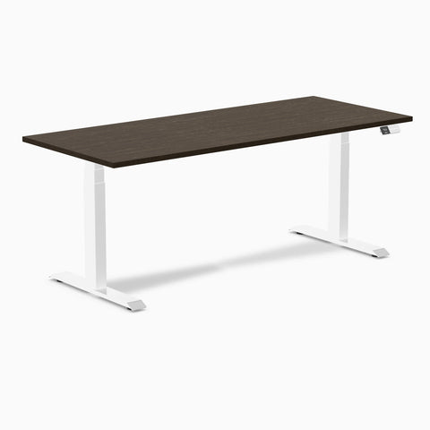Desky Dual Bamboo Sit Stand Desk 120cm Bamboo Desktop and White Frame