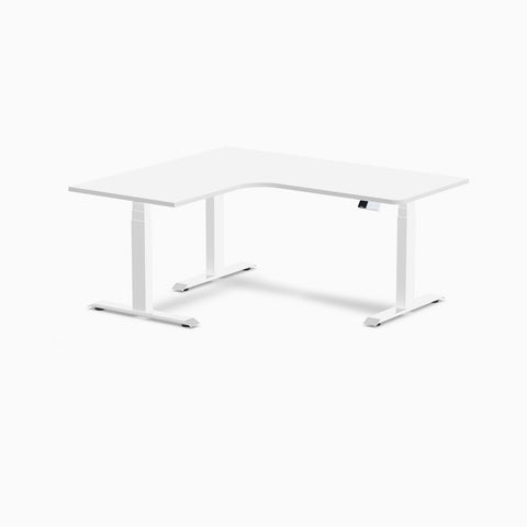 Desky L-Shape Melamine Sit Stand Desk 1600x1400mm - Left Return (White)