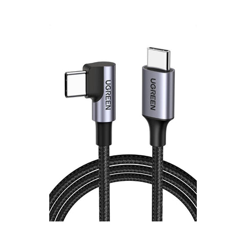 UGREEN 90 Degree Angle USB-C Male to USB-C Male 60W Braided Cable 1m