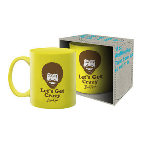 Aquarius Bob Ross Crazy 325ml Coffee Mug Tea Cup w/ Handle Drinkware Yellow