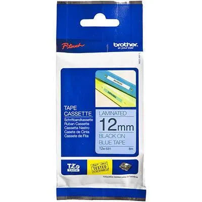 Brother Tze-531 Laminated Labelling Tape 12mm (Black On Blue)