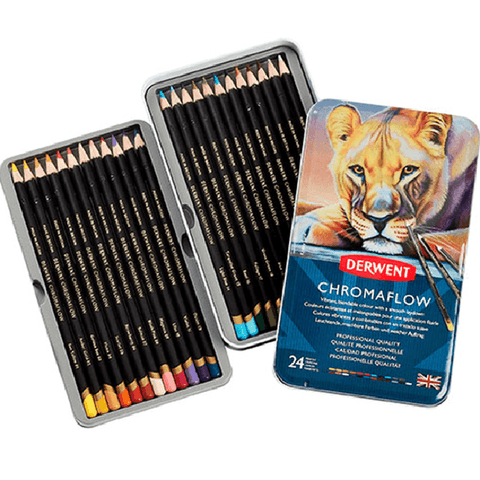 Derwent ChromaFlow Coloured Pencils Tin Set Rich Vibrant [24-Pieces]