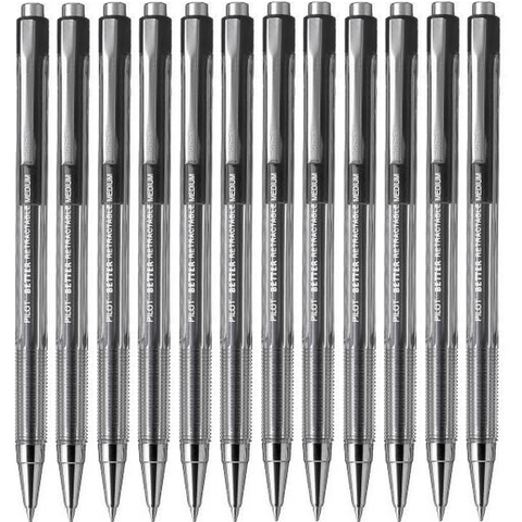 Pilot Box 12 Better Retractable Ballpoint Pen 1.0mm Medium (Black)