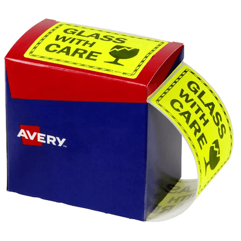 Avery 932618 "Glass With Care" Message Labels (Yellow, 750 Pack)