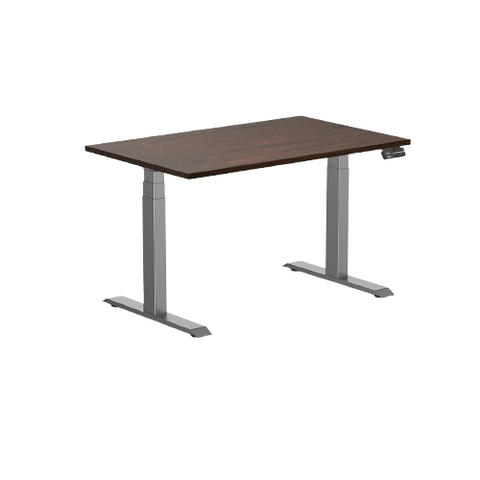 Desky Dual Rubberwood Sit Stand Desk 120cm Dark Walnut Desktop and Space Grey Frame