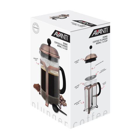 Avanti Domo Copper 6 Cup Coffee Plunger 800ml