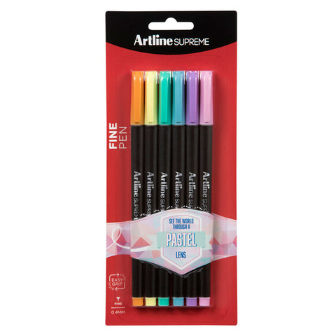 Artline Supreme 0.4mm Fine Pens [Assorted Pastel Colours] (6-Pack)