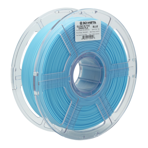 3D META Glow in the Dark PLA 3D Printing Filament - Blue - Colour in Light