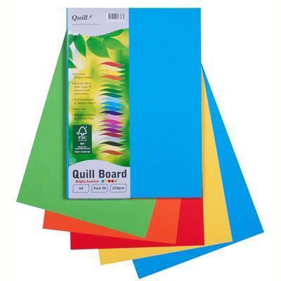 Quill XL Multiboard Paper 210GSM A4 Pack 50 (Assorted Brights)