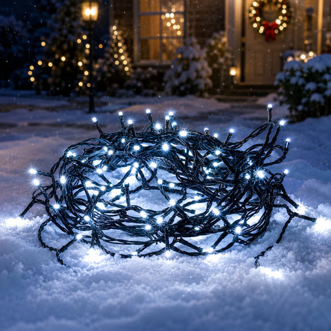 Lexi Lighting 360 LED Fairy Light Chain - Dark Green Cable - Connectable - White
