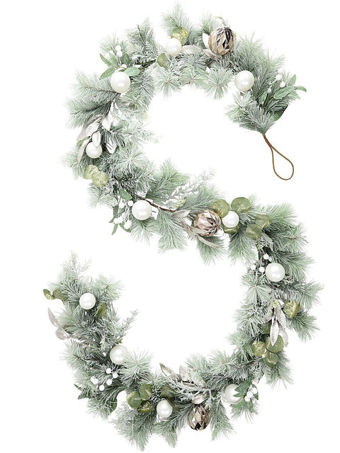 Christmas Warehouse - GARL2608 2.7m Mixed Botanical Blush Christmas Garland | Pink White & Metallic Accents Green with White, Silver & Pink