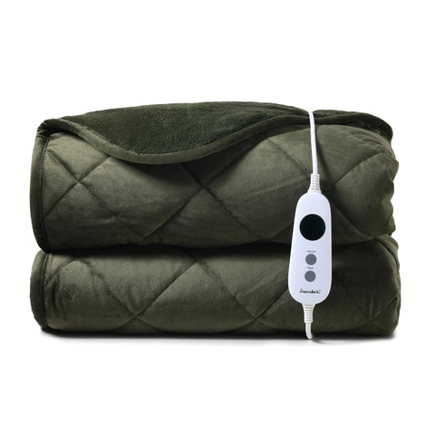 Dreamaker Haven Velvet Heated Throw [180x200cm] (Olive)