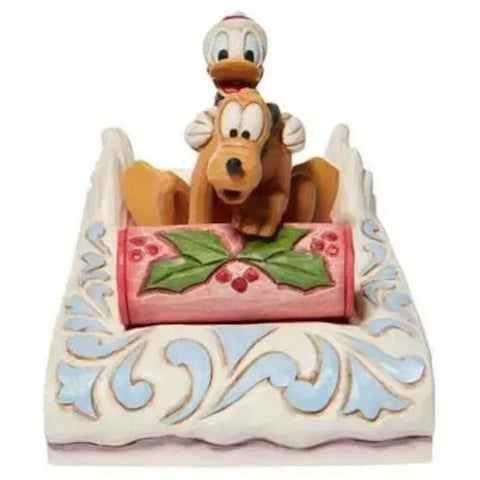Jim Shore Disney Traditions - Donald and Pluto Sledding - A Friendly Race