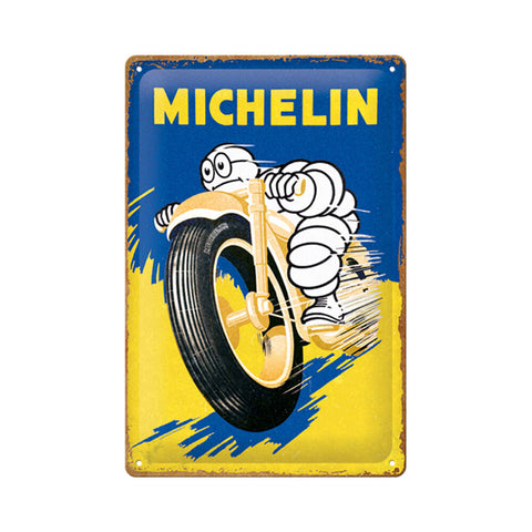 Nostalgic-Art Medium Metal Sign Plaque Michelin Motorcycle Bibendum 20x30xcm