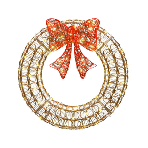 Jingle Jollys Christmas Lights 60cm Motif 160 LED Solar Wreath Xmas Decorations