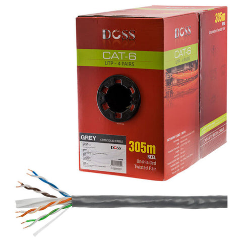 Doss CAT6 Solid UTP 4-Pair LAN Cable 305m (Grey)