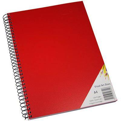 Quill Visual Art Diary 110Gsm 120 Page A4 Pp Red