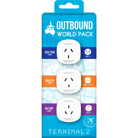 Terminal 2 Travel Adaptor V2 (3 Pack EU/UK/USA)