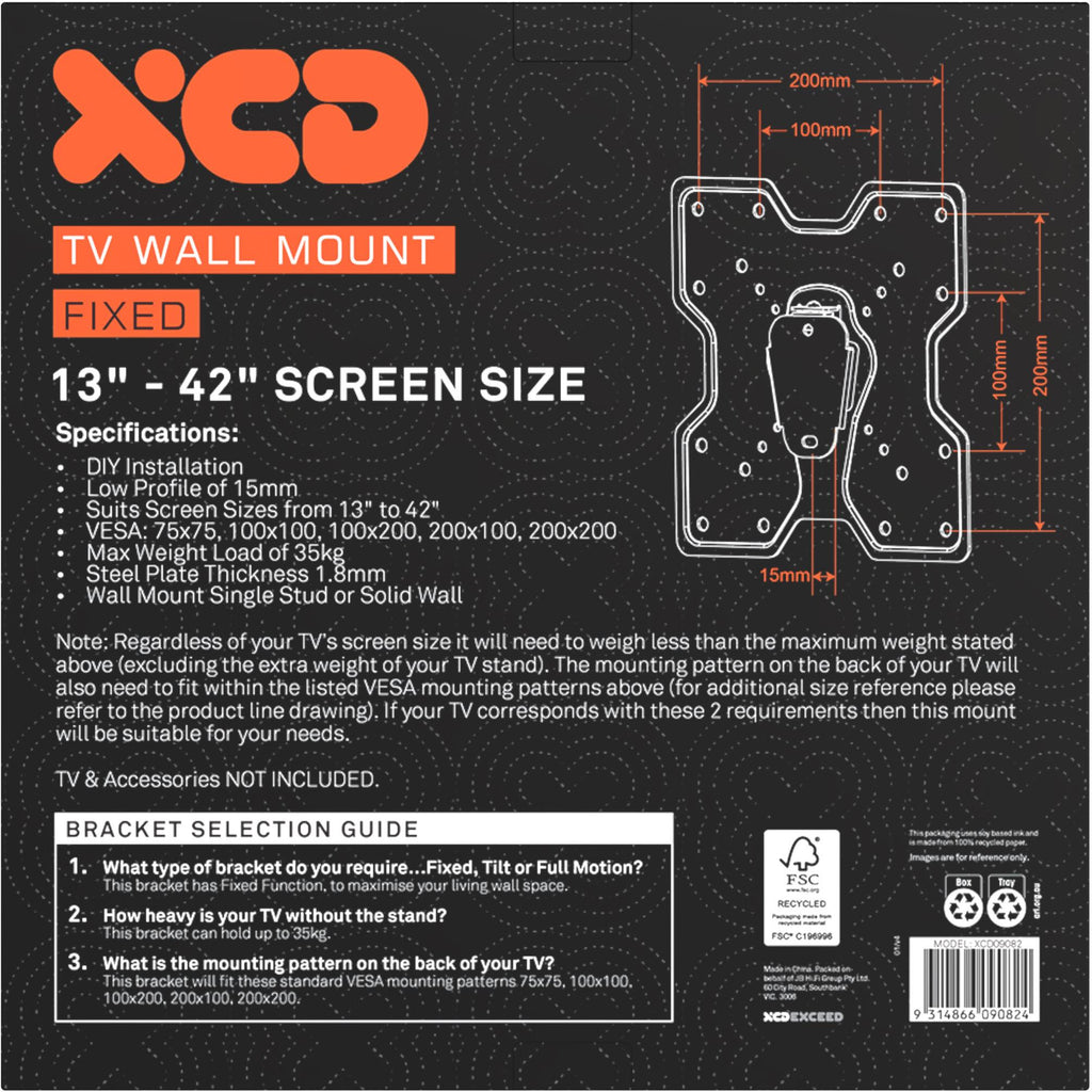XCD Fixed TV Wall Mount (13-42") - JB Hi-Fi