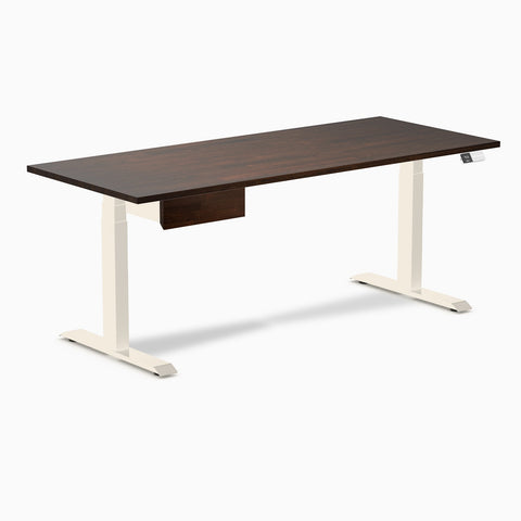 Desky Dual Rubberwood Standing Desk With Drawer 180cm Dark Walnut Desktop and Wheat Frame