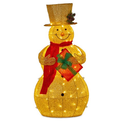 Christabelle 120cm Gold Outdoor Christmas Snowman with Lights