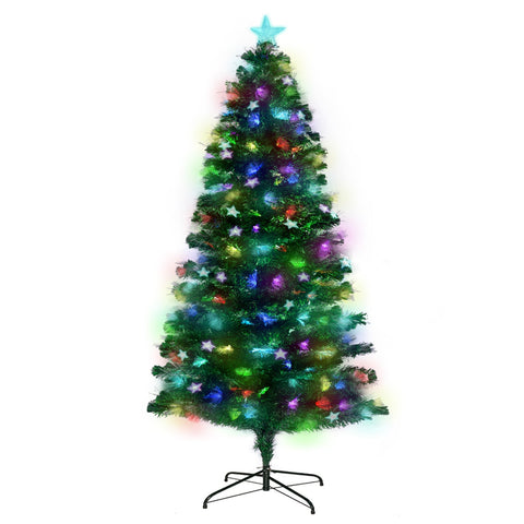 Christabelle 2.4m 8ft Pre-Lit Fibre Optic Artificial Christmas Tree with Multicolour Twinkling Star Lights