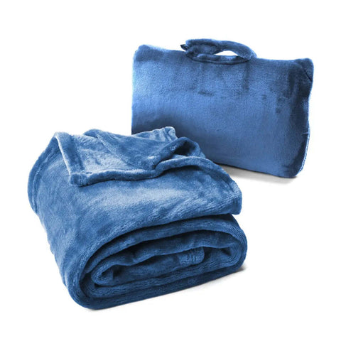 Cabeau Fold ''n Go 4-In-1 Travel Blanket, Pillow, Seat Cushion and Lumbar Support (Blue)