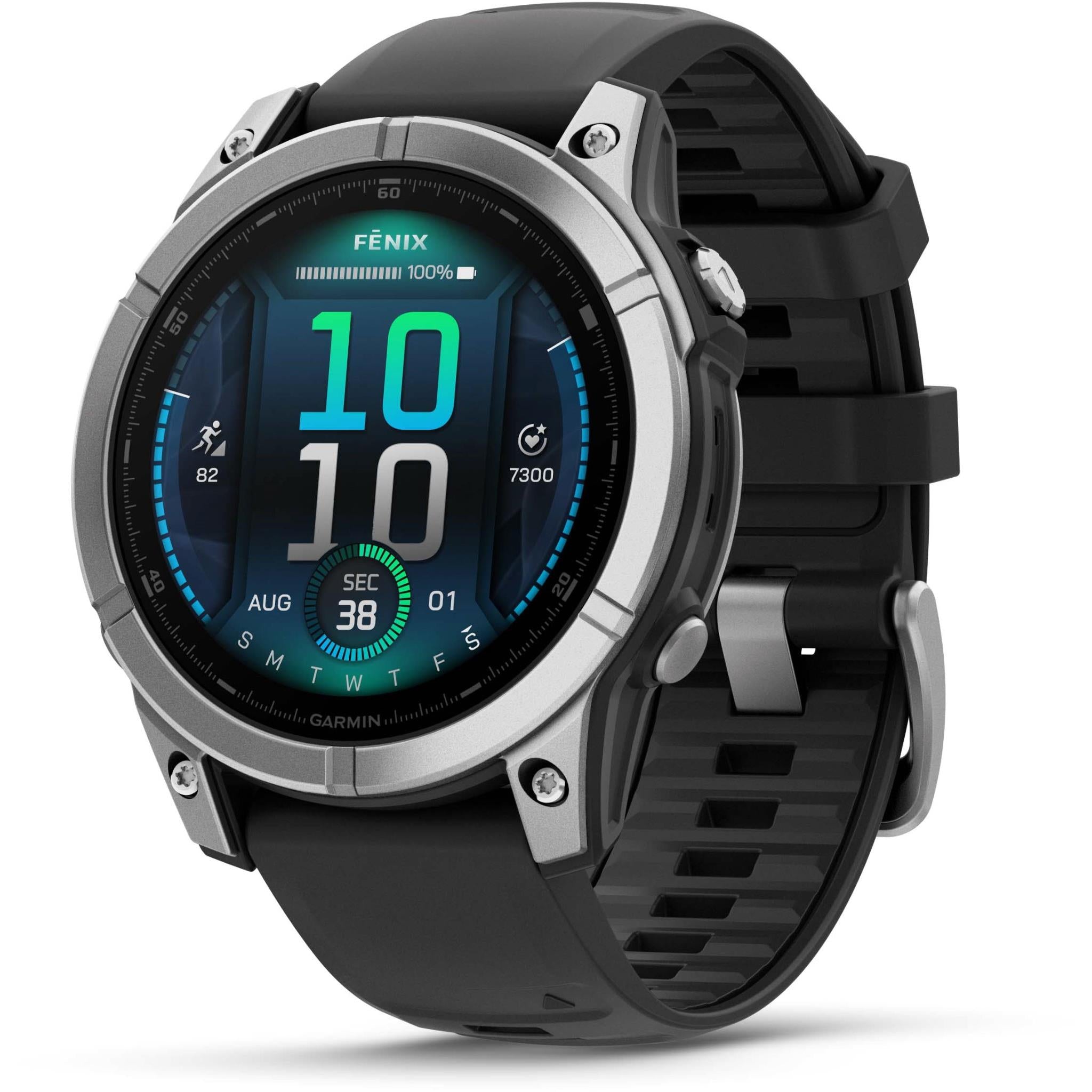 Garmin fenix® E 47mm Stainless Steel with Black Band JB Hi-Fi