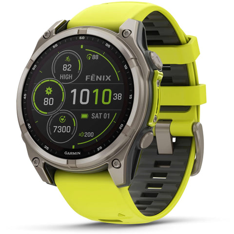 Garmin fenix® 8 47mm SOLAR Sapphire Edition Bare Titanium with Amp Yellow + Graphite Band